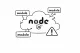 Node.js 로고와 module 말풍선들, 경고 삼각형이 그려진 스케치 스타일 썸네일