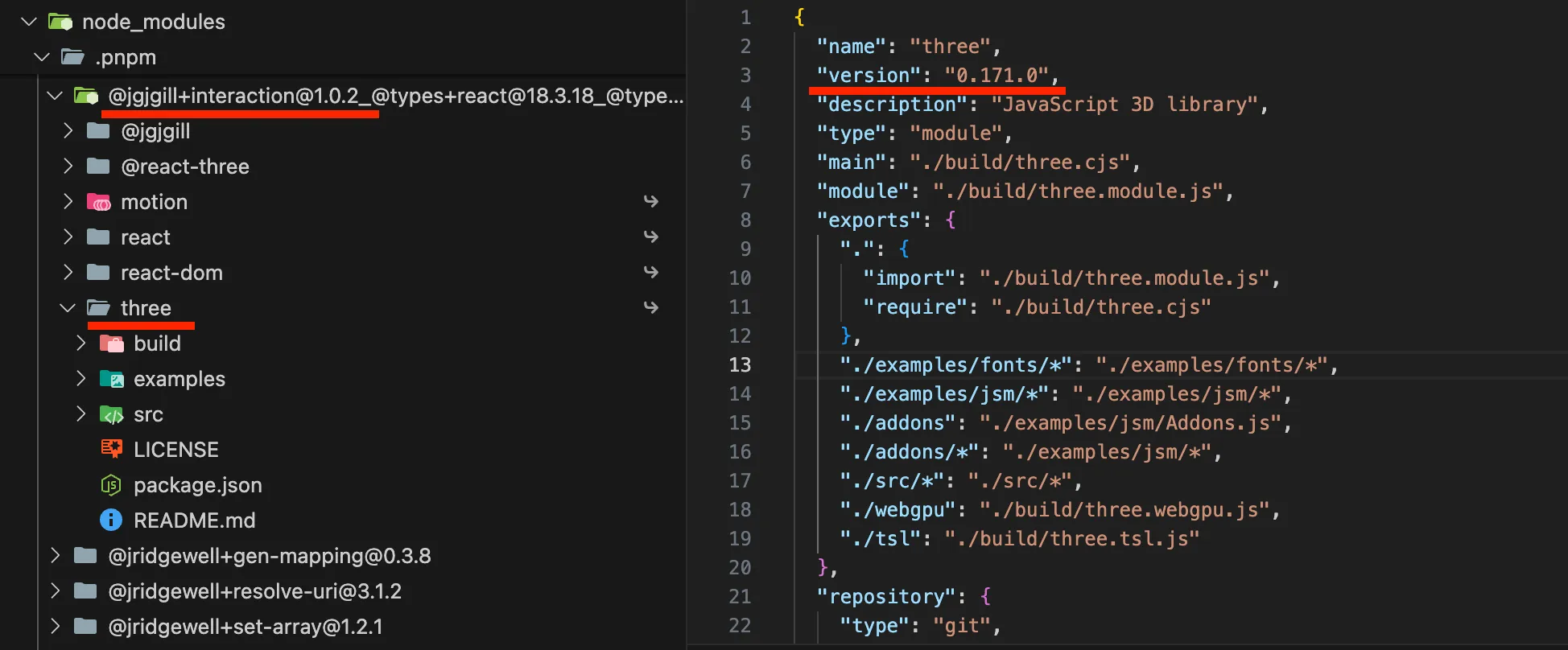 pnpm interaction v1.0.2 내부 의존성