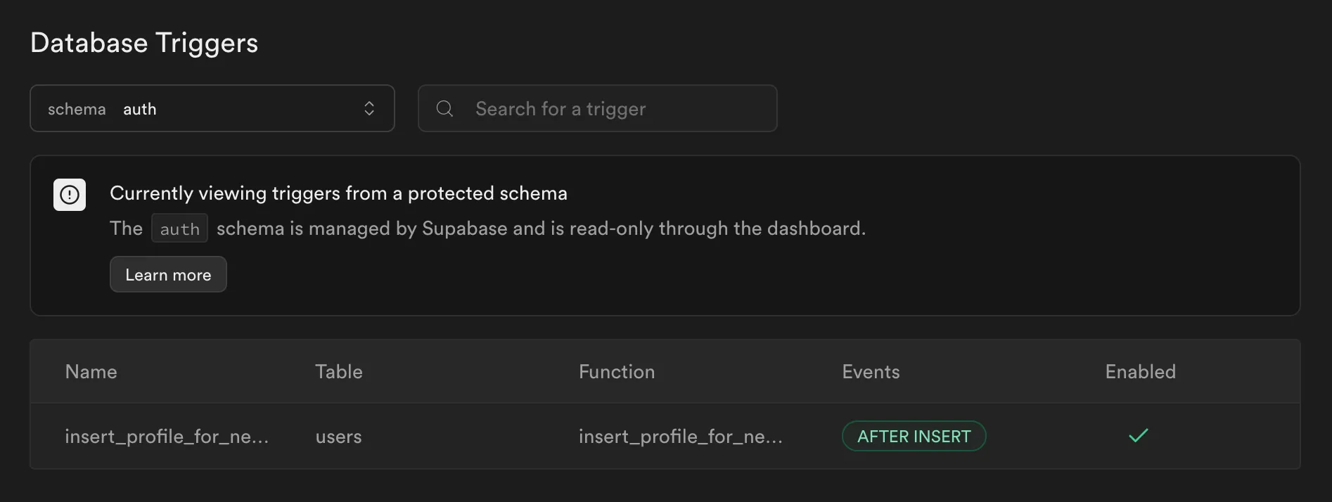 Supabase Database Triggers After