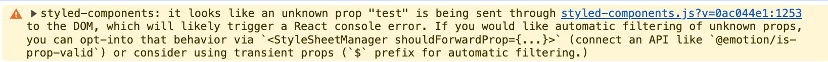 Unknown props warning