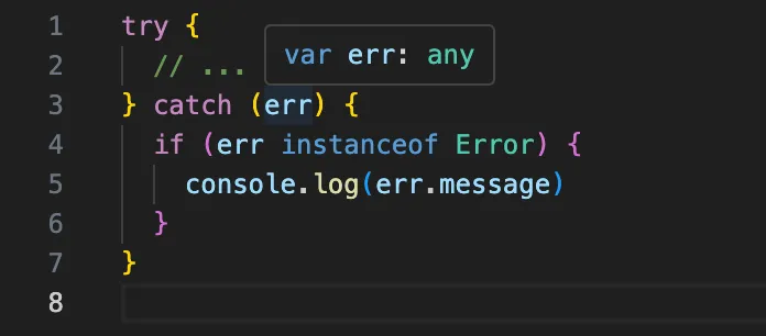 useUnknownInCatchVariables false 예시
